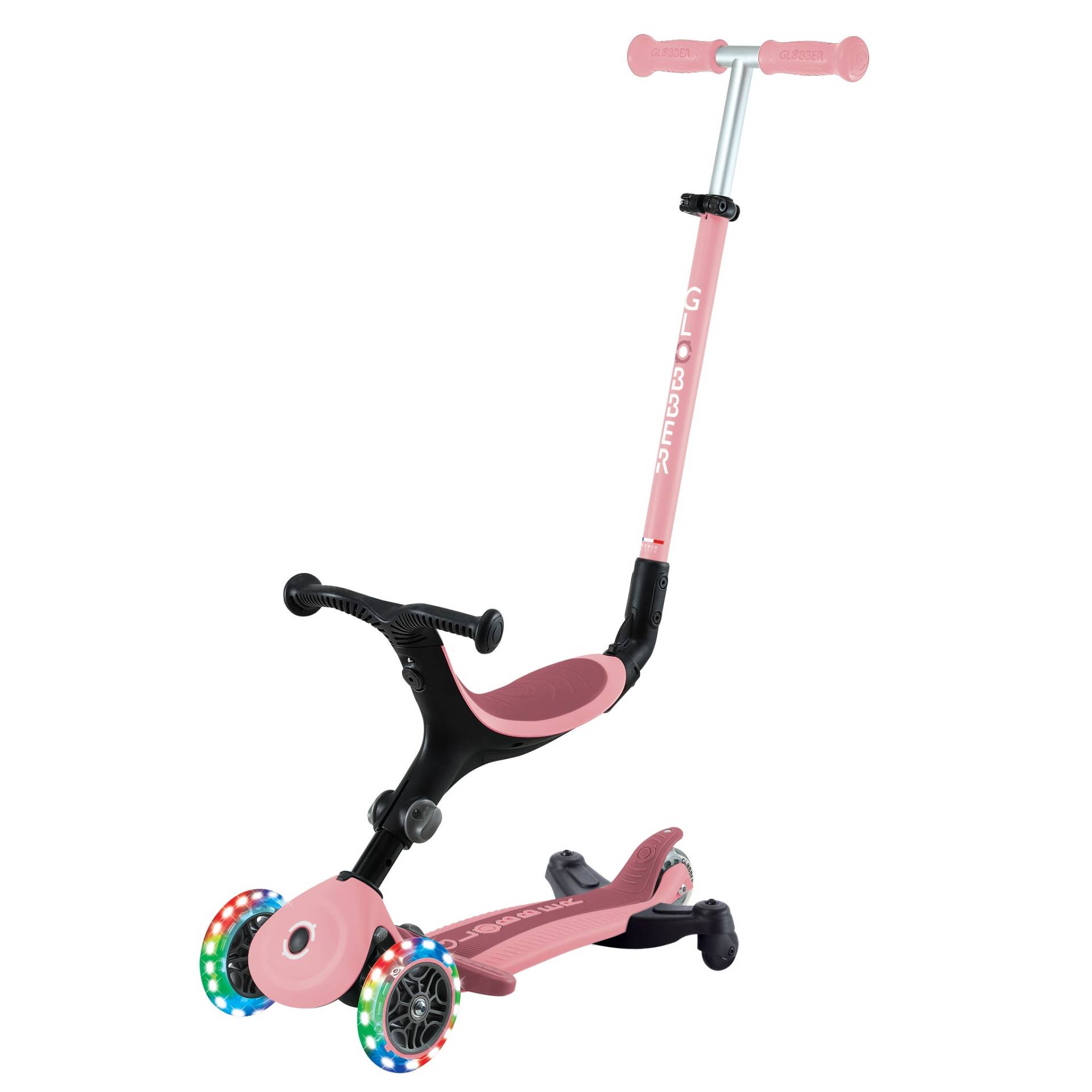 Globber Go-Up Active Lights 360° 3-rädriger Tretroller, Pastellrosa Globber Go-Up Active Lights 360° 3-rädriger Tretroller, Pastellrosa von Globber