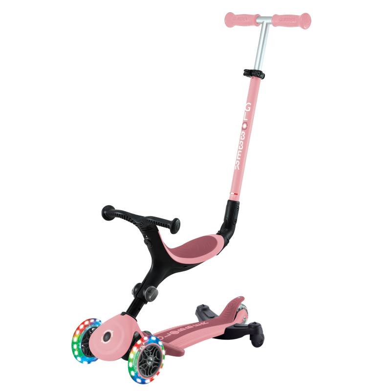 Globber Go-Up Active Lights 360° 3-rädriger Tretroller, Pastellrosa von Globber