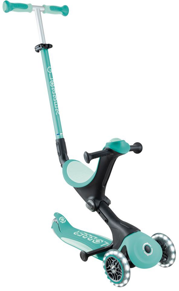 Globber Go-Up Deluxe Lights 3-rädriger Tretroller, Dark Mint von Globber