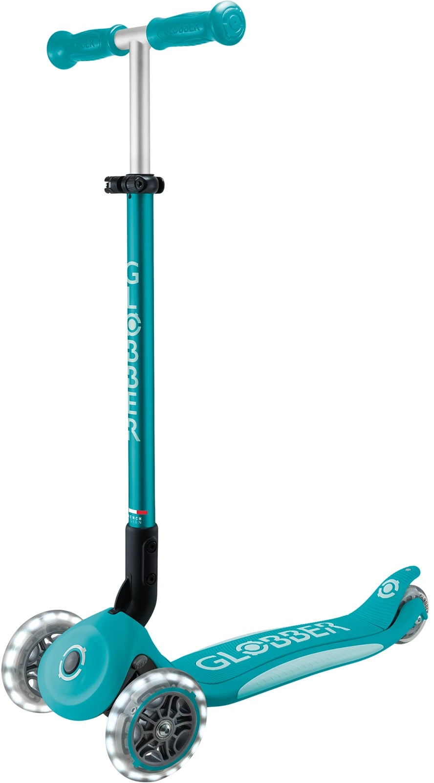 Globber Primo Plus Lights V2 3-rädriger Klapp-Tretroller, Wasserblau Globber Primo Plus Lights V2 3-rädriger Klapp-Tretroller, Wasserblau von Globber