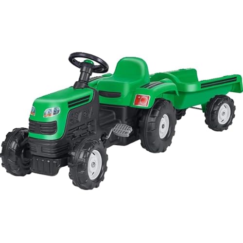 Dolu 42216 - Kindertraktor mit Anhänger, grün, 144 x 52 x 45 cm von Globo