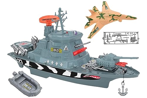 Globo Heroes of The Globe 40676 - Großes Militärschiff Flugzeugträger mit Licht und Sound 56 cm Spielzeug von Globo