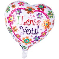 Herz-Ballon "I Love You" mit Blumenmuster, 35cm Herz-Ballon "I Love You" mit Blumenmuster, 35cm von Globos Europe BV