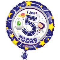 Folienballon "I am 5 today" mit Weltall-Motiv Folienballon "I am 5 today" mit Weltall-Motiv von Globos Nordic