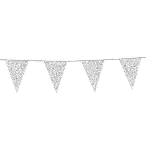 Glitzer Wimpelkette Silber 6m von Globos