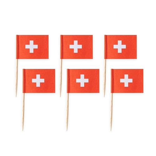 Globos 50 Flaggen Deko Picker Schweiz von Globos