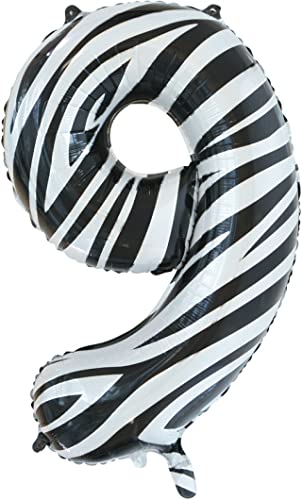 Globos folienballon Nummer 9 Zebra 86 cm schwarz/weiß von Globos