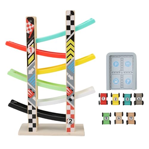 Glomora Holz-Autorampenspielzeug, farbenfroh, pädagogisch wertvoll, verbessert die Hand-Augen-Koordination, 6 Rampen, Kleinkind-Rennstreckenspielzeug für 1-2-jährige Babys, für und Glomora Holz-Autorampenspielzeug, farbenfroh, pädagogisch wertvoll, verbessert die Hand-Augen-Koordination, 6 Rampen, Kleinkind-Rennstreckenspielzeug für 1-2-jährige Babys, für und von Glomora