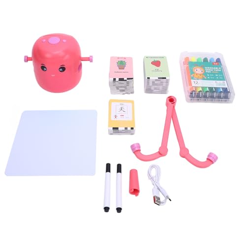 Glomora Intelligenter Zeichenroboter, pädagogischer Mal-Lernroboter mit Lernwortkarten, farbigen Stiften für Mädchen und Jungen ab 5 Jahren (Pink) von Glomora