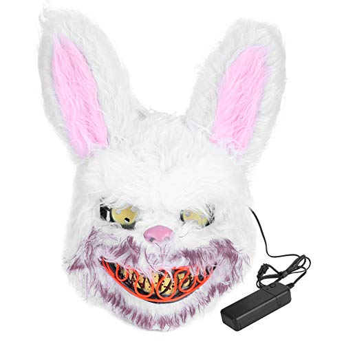Glomora Leuchtende Hasenmasken Für Halloween-Cosplay – Langlebige, Gruselige Hasenmasken aus PVC Und Plüsch Für Karneval, Weihnachten Und Osterpartys von Glomora