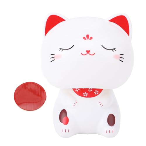 Glomora Solar Powered Lucky Cat Nodding Fortune Cat Innovative Decorative Car Ornament for Car Interior (Squint Eyes) von Glomora