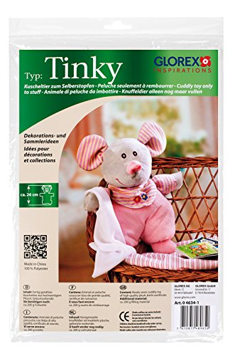 GLOREX 0 4634-1 - Kuscheltier zum Selberstopfen Maus Tinky, ca. 26 cm groß, aus hochwertigem Plüsch genäht, muss nur noch befüllt werden, mit Geburtsurkunde GLOREX 0 4634-1 - Kuscheltier zum Selberstopfen Maus Tinky, ca. 26 cm groß, aus hochwertigem Plüsch genäht, muss nur noch befüllt werden, mit Geburtsurkunde von GLOREX