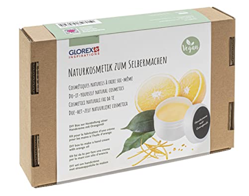 GLOREX 6 1602 400 - Naturkosmetik-Starterset zur Herstellung von ca. 120 ml Handcreme mit pflegendem Orangenöl, eine kreative Geschenkidee von Glorex