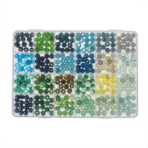 GLOREX 6 1630 343 - Glasperlen Schmuckset, in Aufbewahrungsbox, türkis und grün sortiert, ideal geeignet zur Gestaltung von Schmuck, Armbändern, Halsketten, Accessoires oder als Dekoration von GLOREX