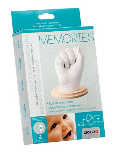 GLOREX 6 2704 010 - Abform Geschenkset Memories, Komplettset zur Erstellung von Hand- und Fußabdrücken, als Erinnerung und Geschenk von Glorex