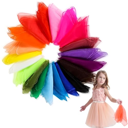 Gloryit 20 stück 60x60CM Jongliertücher, Bunte Jonglierschals,Bunte Chiffontücher,Spieltücher Kinder,Geeignet für Kindershows, Zirkus- und Schulveranstaltungen, Jongliertanz und Dekoration von Gloryit