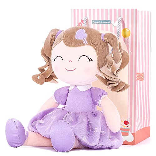 Gloveleya Baby Puppe Geschenke Plüsch Curly Mädchen Spielzeug mit Liebe 16" lila Licht Haut von Gloveleya