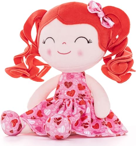 Gloveleya Weiche Puppen Plüsch Figur Lockiges Haar Rotes Haar Herz Kleid Baby Puppe 12zoll von Gloveleya