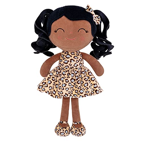 Gloveleya Weiche Puppen Plüsch Figur Lockiges Haar Schwarzer Leopard Kleid Baby Puppe 12zoll von Gloveleya