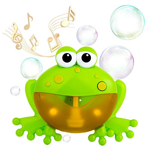 Glovios Badespielzeug Frosch Bubble Badewannenspielzeug Kinder Stapelbecher Bubble Machine Seifenblasenmaschine Mit Musik für Kinder (Frosch) von Glovios