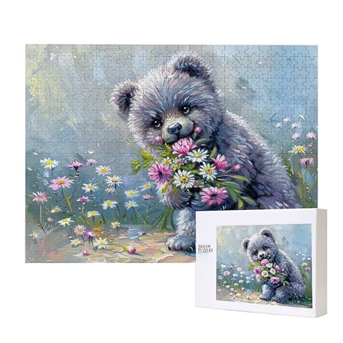 Bär Blume Puzzle 3000 Teile Puzzles Erwachsene, Helle und farbenfrohe Puzzles, Indoor-Puzzle-Kreativspiel zur Entspannung von Erwachsenen und Erziehung oder als Geschenk I-717 von Glslmznq