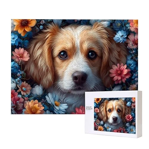 Blumen Hund Puzzle 3000 Teile Puzzles Erwachsene, Helle und farbenfrohe Puzzles, Indoor-Puzzle-Kreativspiel zur Entspannung von Erwachsenen und Erziehung oder als Geschenk I-321 von Glslmznq