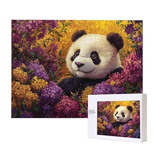 Blumen Panda Puzzle 200 Teile Puzzles Erwachsene, Helle und farbenfrohe Puzzles, Indoor-Puzzle-Kreativspiel zur Entspannung von Erwachsenen und Erziehung oder als Geschenk I-341 von Glslmznq