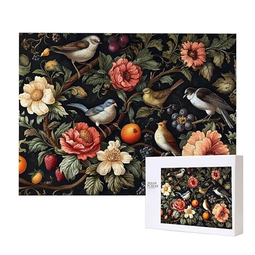 Blumen Vögel Puzzle 300 Teile Puzzles Erwachsene, Helle und farbenfrohe Puzzles, Indoor-Puzzle-Kreativspiel zur Entspannung von Erwachsenen und Erziehung oder als Geschenk I-308 von Glslmznq