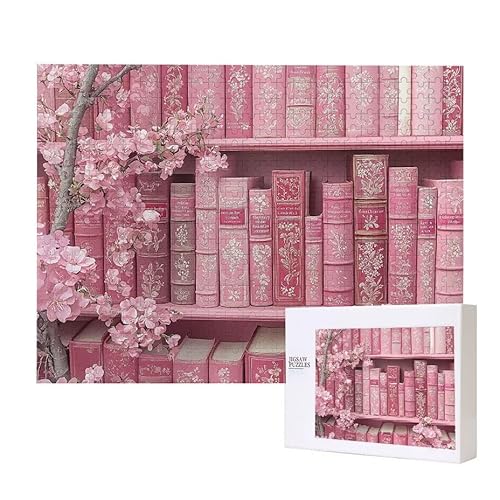 Bücher Pink Puzzle 1000 Teile Puzzles Erwachsene, Helle und farbenfrohe Puzzles, Indoor-Puzzle-Kreativspiel zur Entspannung von Erwachsenen und Erziehung oder als Geschenk I-628 von Glslmznq