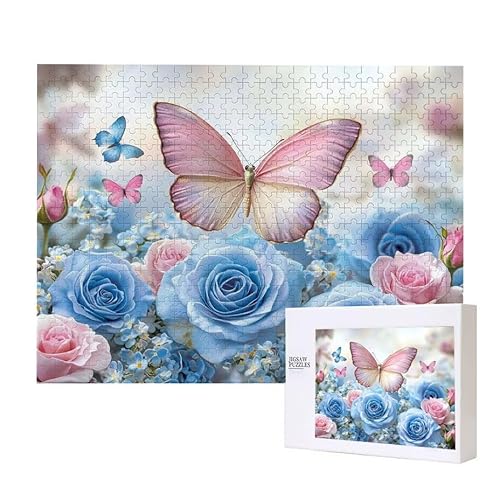 Butterfly Rose Puzzle 1500 Teile Puzzles Erwachsene, Helle und farbenfrohe Puzzles, Indoor-Puzzle-Kreativspiel zur Entspannung von Erwachsenen und Erziehung oder als Geschenk I-301 von Glslmznq