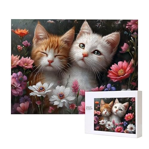 Cat Blume Puzzle 300 Teile Puzzles Erwachsene, Helle und farbenfrohe Puzzles, Indoor-Puzzle-Kreativspiel zur Entspannung von Erwachsenen und Erziehung oder als Geschenk I-460 von Glslmznq