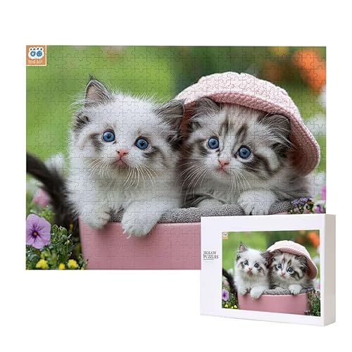 Cute Cat Puzzle 300 Teile Puzzles Erwachsene, Helle und farbenfrohe Puzzles, Indoor-Puzzle-Kreativspiel zur Entspannung von Erwachsenen und Erziehung oder als Geschenk I-400 von Glslmznq