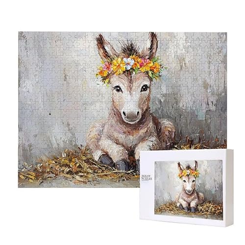 Cute Esel Puzzle 1000 Teile Puzzles Erwachsene, Helle und farbenfrohe Puzzles, Indoor-Puzzle-Kreativspiel zur Entspannung von Erwachsenen und Erziehung oder als Geschenk I-396 von Glslmznq