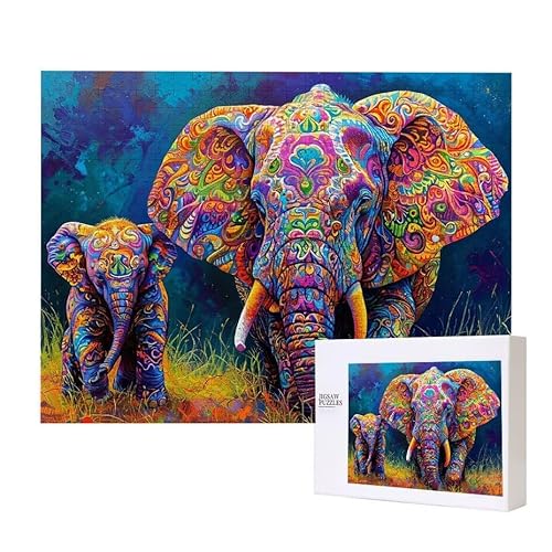 Elefant Puzzle 300 Teile Puzzles Erwachsene, Helle und farbenfrohe Puzzles, Indoor-Puzzle-Kreativspiel zur Entspannung von Erwachsenen und Erziehung oder als Geschenk I-72 von Glslmznq