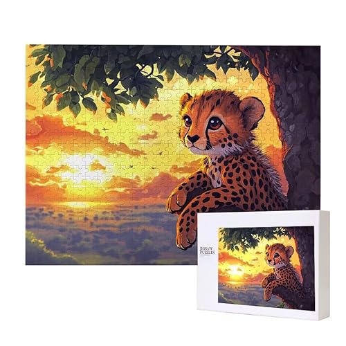 Geparden Landschaft Puzzle 1500 Teile Puzzles Erwachsene, Helle und farbenfrohe Puzzles, Indoor-Puzzle-Kreativspiel zur Entspannung von Erwachsenen und Erziehung oder als Geschenk I-447 von Glslmznq