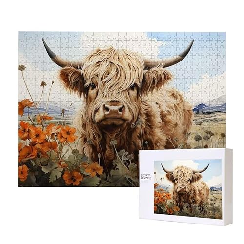 Hochlandrinder Puzzle 1000 Teile Puzzles Erwachsene, Helle und farbenfrohe Puzzles, Indoor-Puzzle-Kreativspiel zur Entspannung von Erwachsenen und Erziehung oder als Geschenk I-184 von Glslmznq