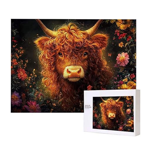 Hochlandrinder Puzzle 1000 Teile Puzzles Erwachsene, Helle und farbenfrohe Puzzles, Indoor-Puzzle-Kreativspiel zur Entspannung von Erwachsenen und Erziehung oder als Geschenk I-188 von Glslmznq