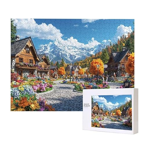 Kleinstadt Landschaft Puzzle 1000 Teile Puzzles Erwachsene, Helle und farbenfrohe Puzzles, Indoor-Puzzle-Kreativspiel zur Entspannung von Erwachsenen und Erziehung oder als Geschenk I-702 von Glslmznq
