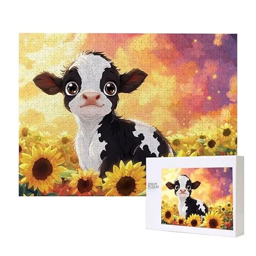 Kuh Sonnenblume Puzzle 3000 Teile Puzzles Erwachsene, Helle und farbenfrohe Puzzles, Indoor-Puzzle-Kreativspiel zur Entspannung von Erwachsenen und Erziehung oder als Geschenk I-519 von Glslmznq