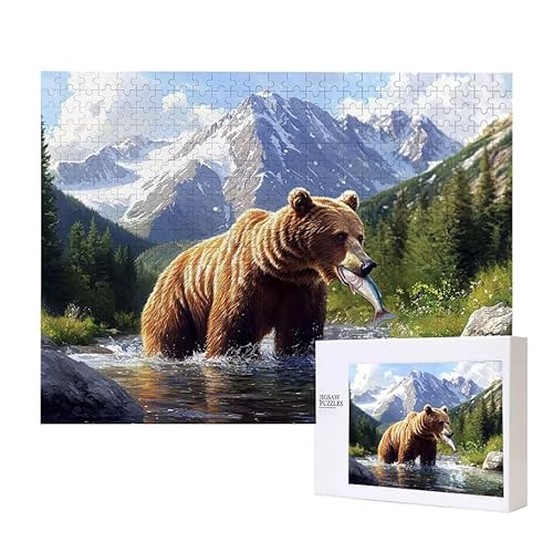 Landschaft Braunbär Puzzle 3000 Teile Puzzles Erwachsene, Helle und farbenfrohe Puzzles, Indoor-Puzzle-Kreativspiel zur Entspannung von Erwachsenen und Erziehung oder als Geschenk I-167 von Glslmznq