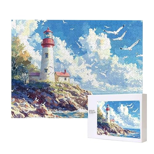 Leuchtturm Möwe Puzzle 200 Teile Puzzles Erwachsene, Helle und farbenfrohe Puzzles, Indoor-Puzzle-Kreativspiel zur Entspannung von Erwachsenen und Erziehung oder als Geschenk I-87 von Glslmznq