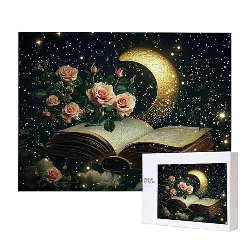 Mond Buch Puzzle 300 Teile Puzzles Erwachsene, Helle und farbenfrohe Puzzles, Indoor-Puzzle-Kreativspiel zur Entspannung von Erwachsenen und Erziehung oder als Geschenk I-788 von Glslmznq