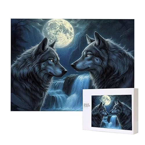 Mond Wolf Puzzle 2000 Teile Puzzles Erwachsene, Helle und farbenfrohe Puzzles, Indoor-Puzzle-Kreativspiel zur Entspannung von Erwachsenen und Erziehung oder als Geschenk I-776 von Glslmznq
