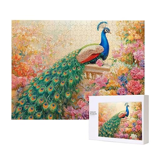 Pfau Blume Puzzle 1000 Teile Puzzles Erwachsene, Helle und farbenfrohe Puzzles, Indoor-Puzzle-Kreativspiel zur Entspannung von Erwachsenen und Erziehung oder als Geschenk I-414 von Glslmznq