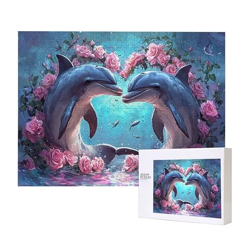 Puzzle für Erwachsene 1500 Dolphin Blume Puzzle Erwachsene Pädagogisches Spiel Herausforderung Spielzeug 1000 Teile DIY-Bastel Puzzles für Heimdekoration, Geschenke von Glslmznq