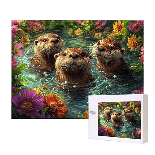 Puzzle für Erwachsene 1500 Tier Seeotter Puzzle für Erwachsene Pädagogisches Spiel Herausforderung Spielzeug 1000 Teile DIY-Bastel Puzzles für Heimdekoration, Geschenke von Glslmznq
