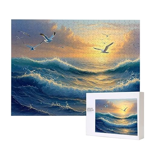 Puzzle für Erwachsene 1500 Wellen Möwen Puzzle Erwachsene Pädagogisches Spiel Herausforderung Spielzeug 1000 Teile DIY-Bastel Puzzles für Heimdekoration, Geschenke von Glslmznq