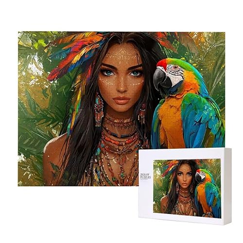Puzzle für Erwachsene 200 Frau Papagei Puzzle Erwachsene Pädagogisches Spiel Herausforderung Spielzeug 1000 Teile DIY-Bastel Puzzles für Heimdekoration, Geschenke von Glslmznq
