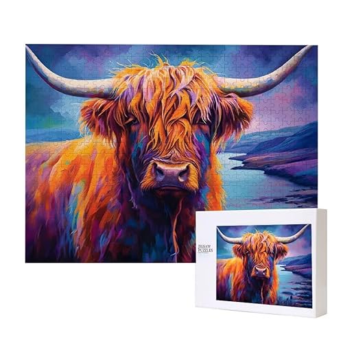 Puzzle für Erwachsene 200 Hochlandrinder Puzzle Erwachsene Pädagogisches Spiel Herausforderung Spielzeug 1000 Teile DIY-Bastel Puzzles für Heimdekoration, Geschenke von Glslmznq