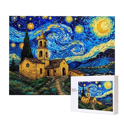 Puzzle für Erwachsene 200 Small Town Starry Sky Puzzle Erwachsene Pädagogisches Spiel Herausforderung Spielzeug 1000 Teile DIY-Bastel Puzzles für Heimdekoration, Geschenke von Glslmznq